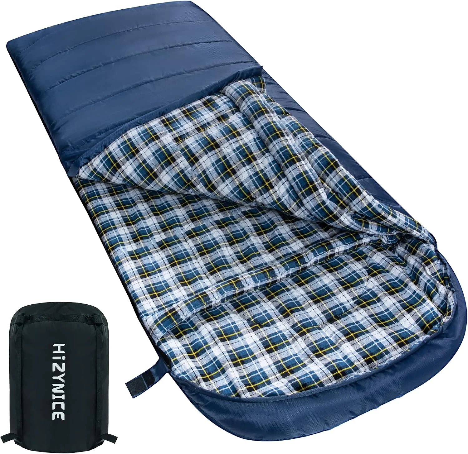 Cold Weather Sleeping Bag 100% Cotton Flannel XXL for Adults Big and Tall, Free Compression Sack - Image 3