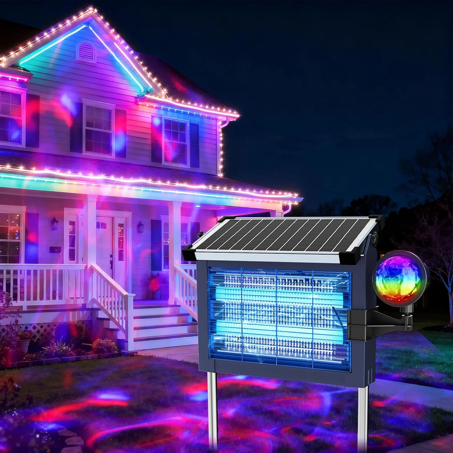 Solar Bug Zapper Outdoor, 4500V Mosquito Zapper Fly Trap for Patio, 10W Solar Panel, IPX5 Waterproof - Image 8