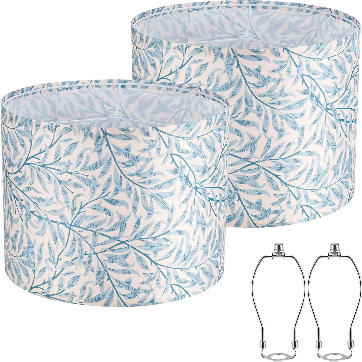 White 13 Drum Lamp Shades Set of 2 with Harps - Image 4