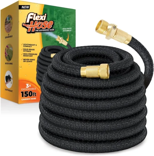 Hose Lightweight Expandable Garden Hose, 100FT -Retractable Garden Hose, 3/4 Inch Solid Brass Fittings and Double