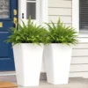 Garden 20 Tall Planters Set of 2, Large Black Tapered Plastic Flower Pots for Indoor & Outdoor Use