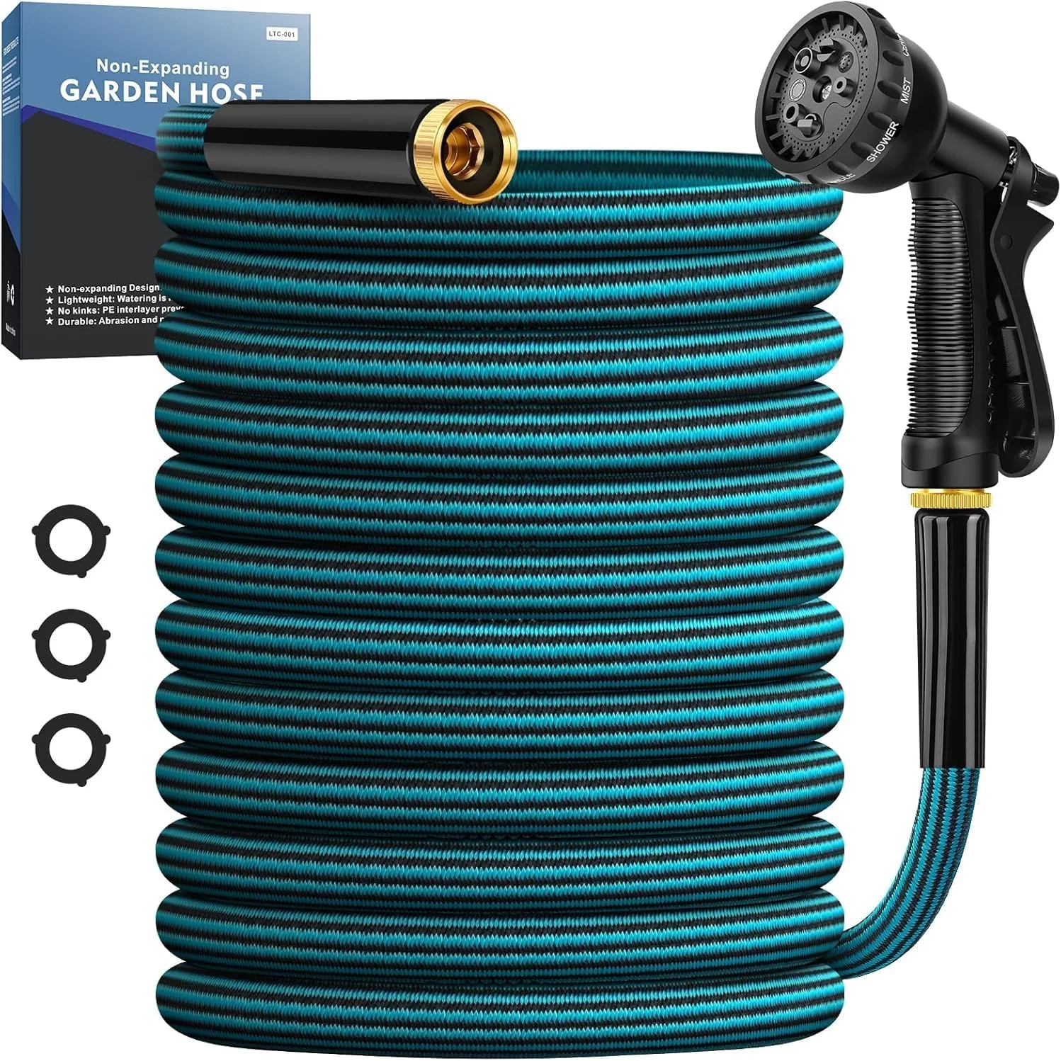 Hose 50FT, Non-Expanding Water Hose Ultra Lightweight With Nozzle - For Garden Watering - Image 3