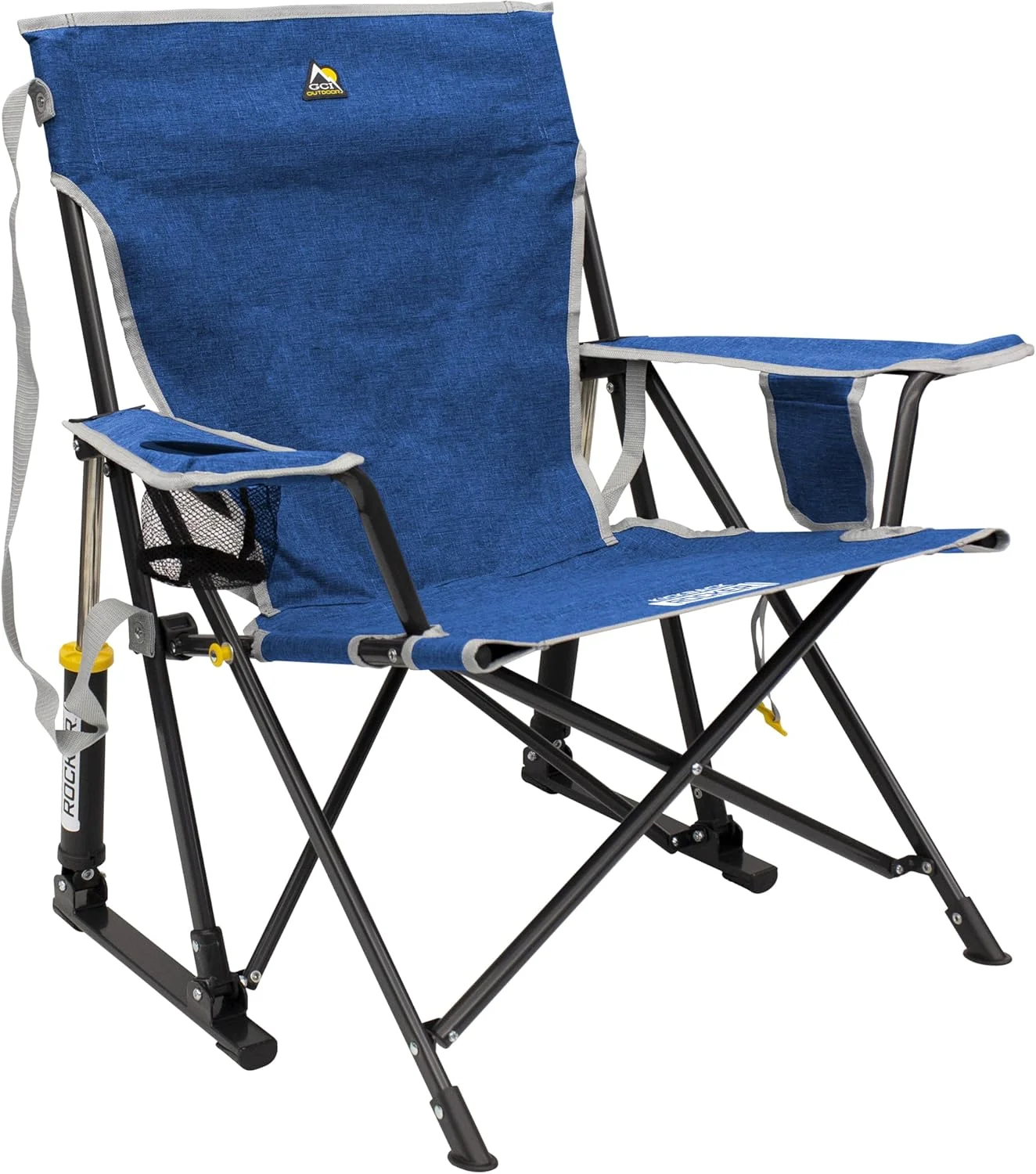 Outdoor Kickback Rocker Outdoor Rocking Chair with Beverage Holder - Image 3