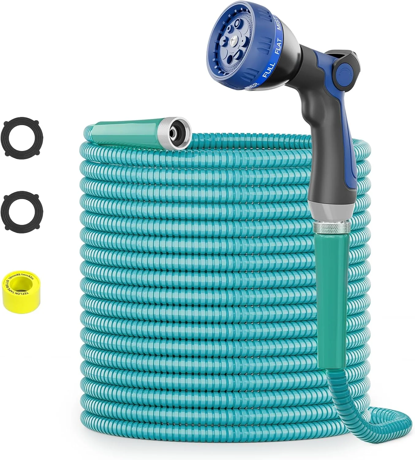 100ft 304 Stainless Steel Garden Hose Metal, Heavy Duty Water Pipe with Nozzles for Yard - Image 8