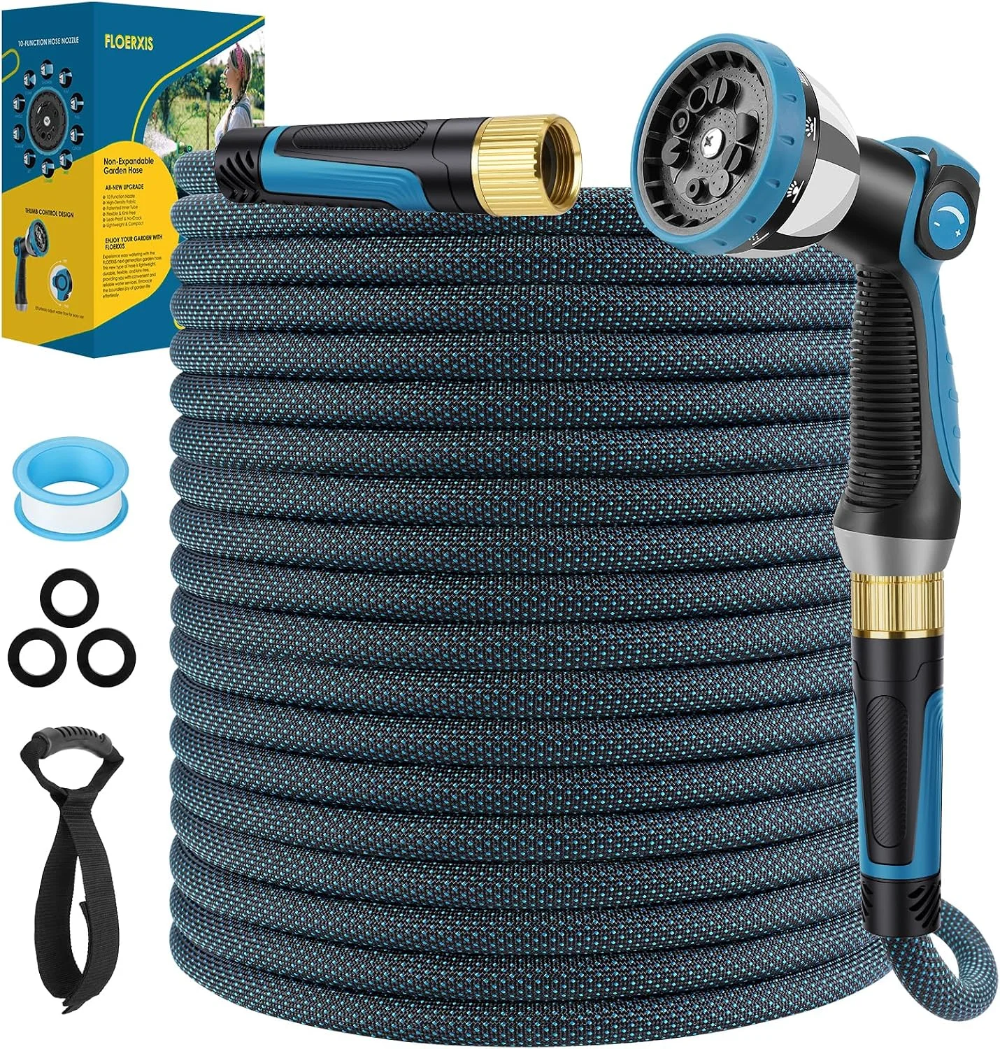 Non-Expandable Garden Hose 100 FT, Lightweight Hose with 10 Function Spray Nozzle, 360?? Swivel Connectors - Image 7