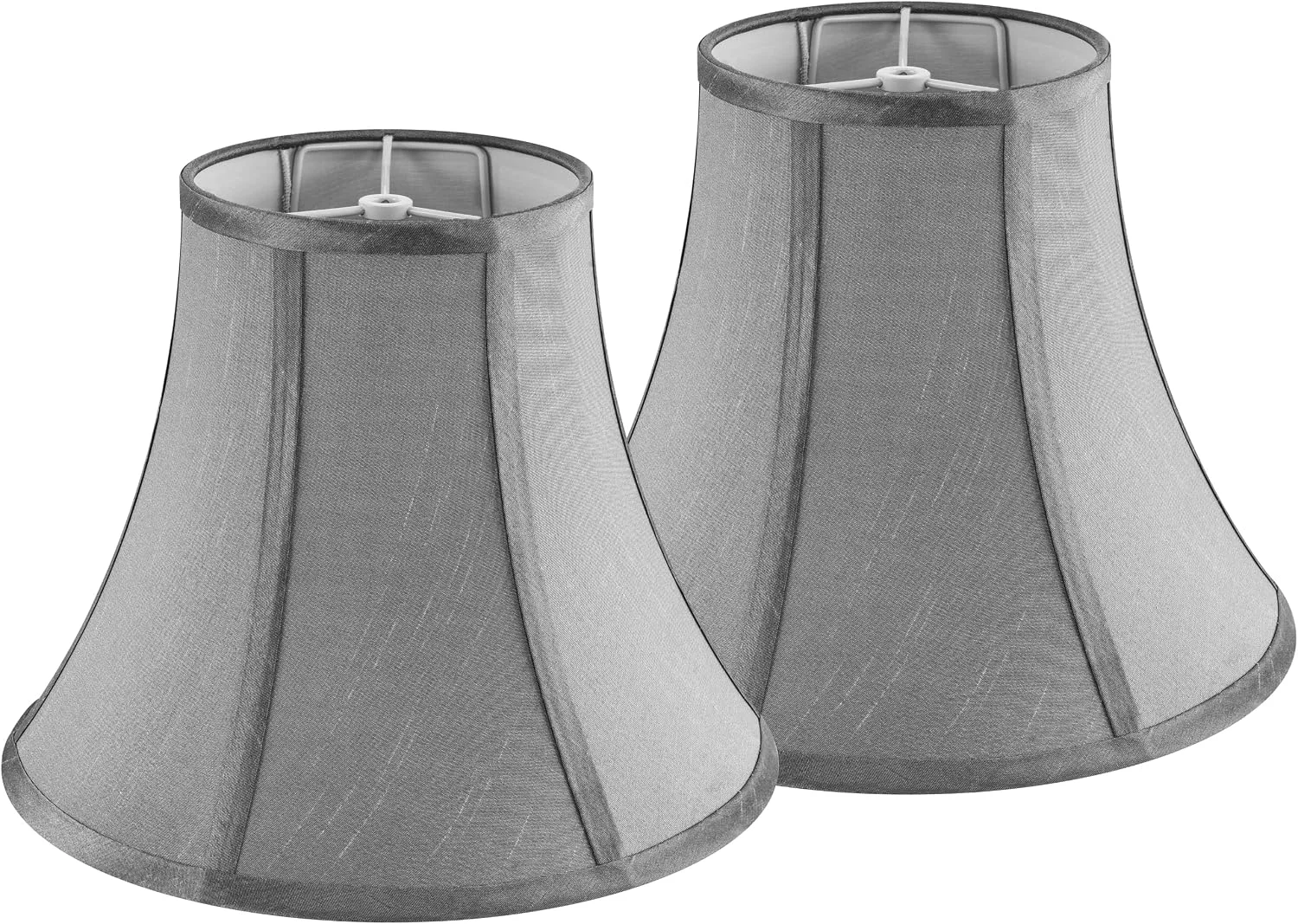 White Bell Lamp Shades Set of 2 Medium Shade 6.7``Top x 13``Bottom x 10``High(Spider) Traditional Lampshade for - Image 3
