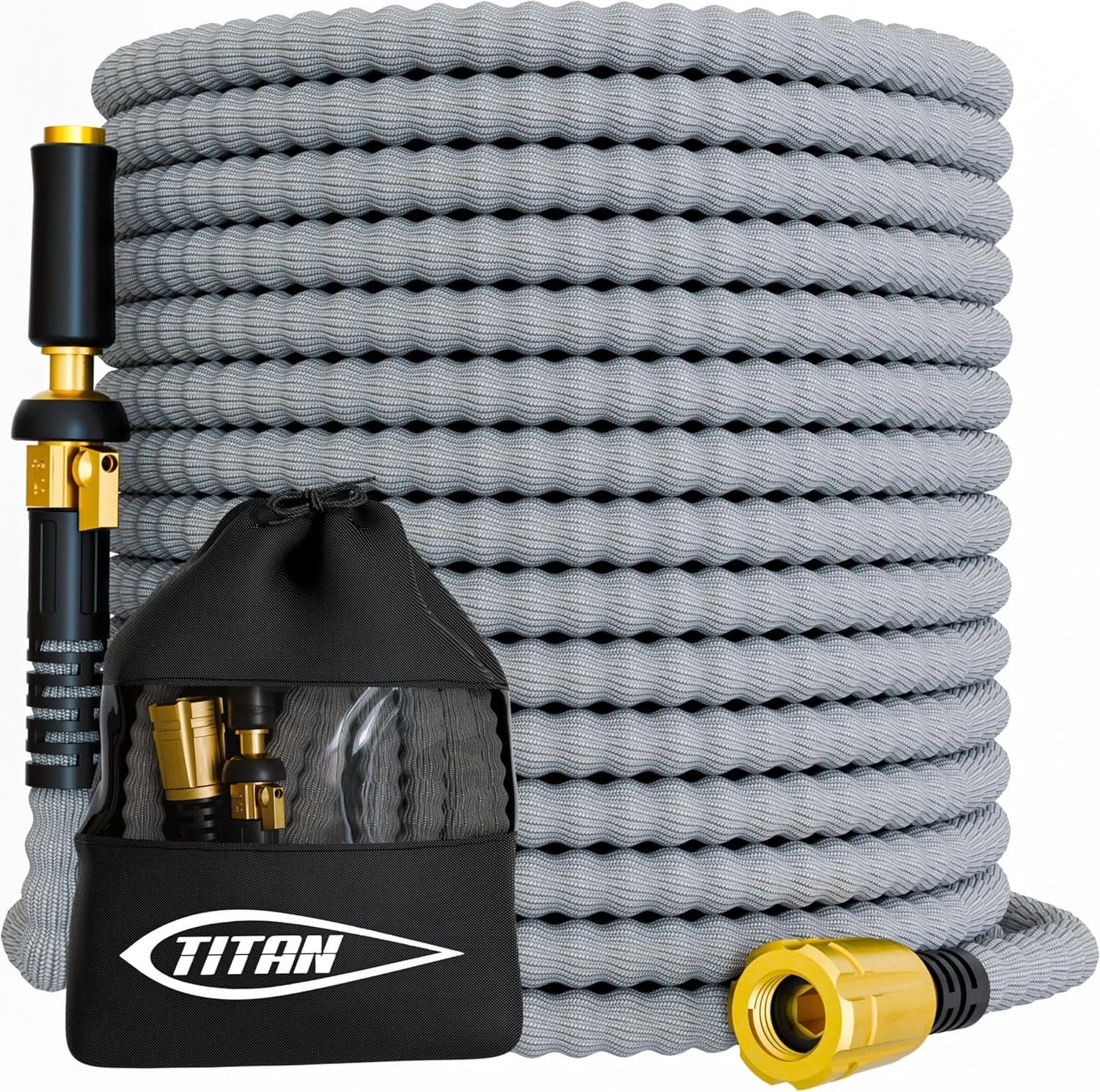 Flexible Garden Hose 100FT, Ultra Lightweight, Heavy Duty Water Hose with Brass Fittings & Jet Nozzle - Image 3