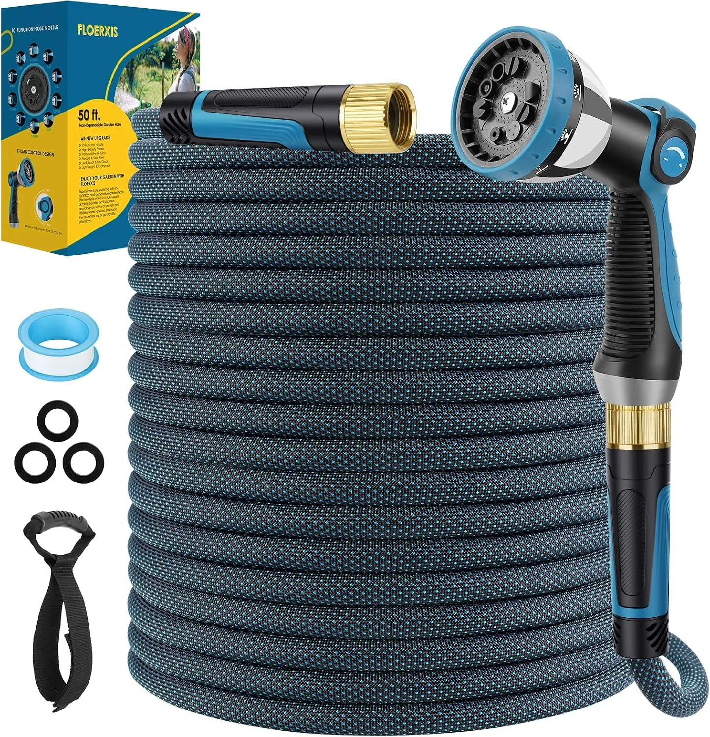 Non-Expandable Garden Hose 100 FT, Lightweight Hose with 10 Function Spray Nozzle, 360?? Swivel Connectors - Image 12