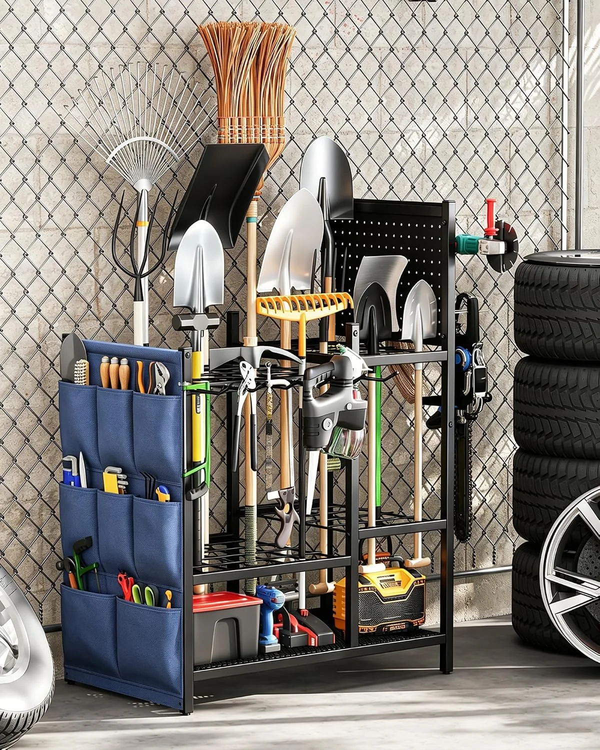 Garden Tool Organizer with Pegboard, Yard Tool Holder Standing for Garage Organization, Up to 30 - For Garage Organization - Image 8
