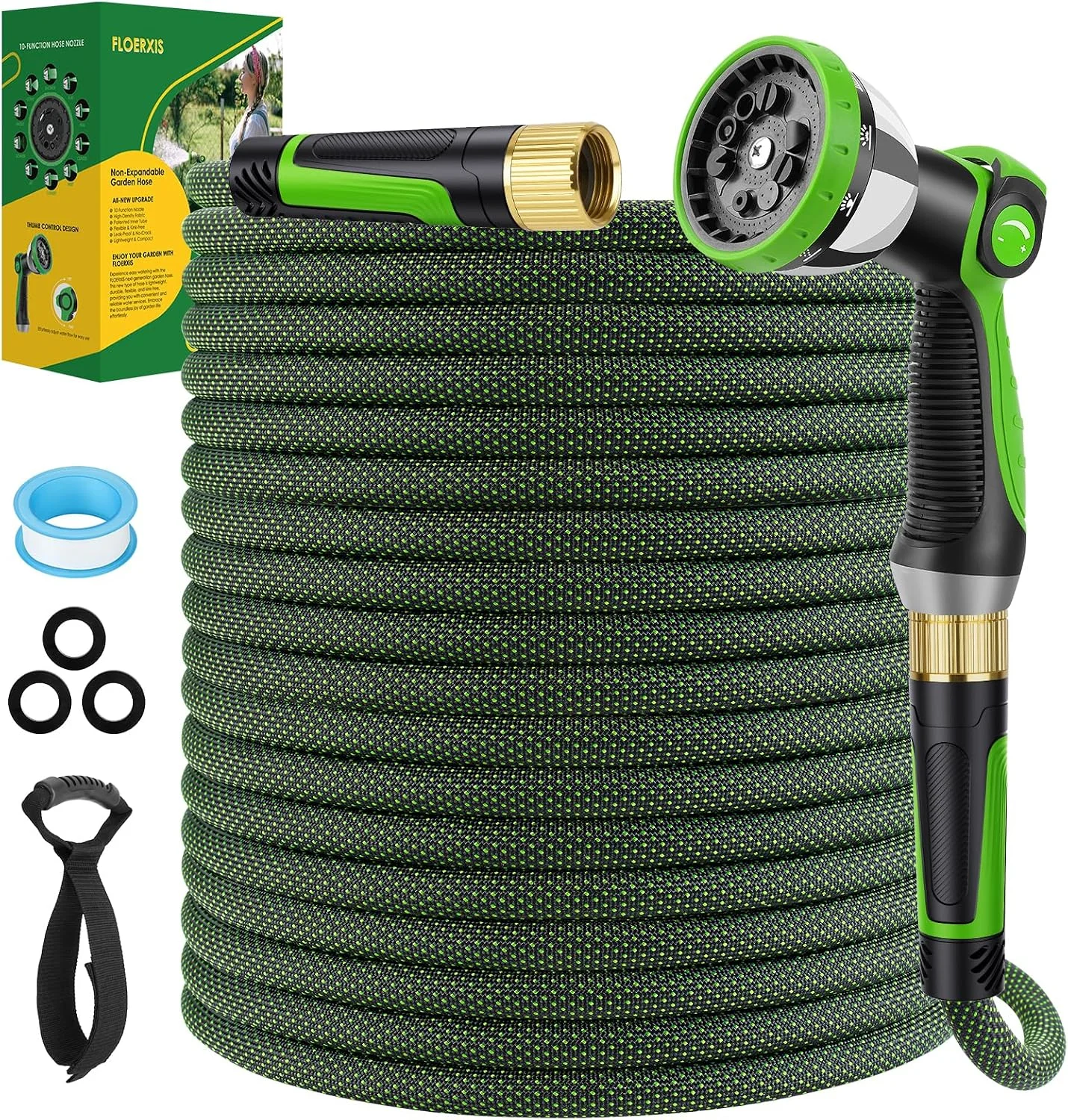 Non-Expandable Garden Hose 100 FT, Lightweight Hose with 10 Function Spray Nozzle, 360?? Swivel Connectors - Image 11