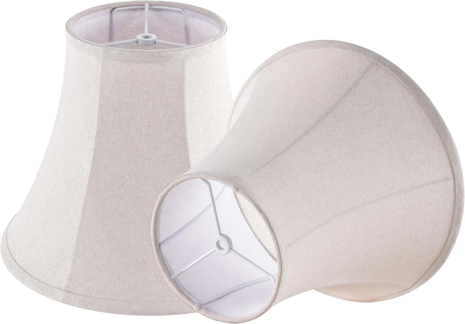 White Bell Lamp Shades Set of 2 Medium Shade 6.7``Top x 13``Bottom x 10``High(Spider) Traditional Lampshade for - Image 6