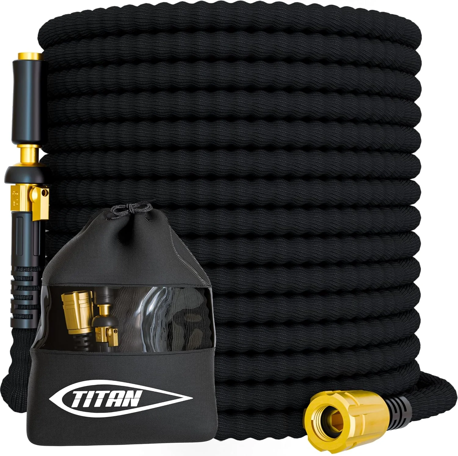 Flexible Garden Hose 100FT, Ultra Lightweight, Heavy Duty Water Hose with Brass Fittings & Jet Nozzle - Image 2