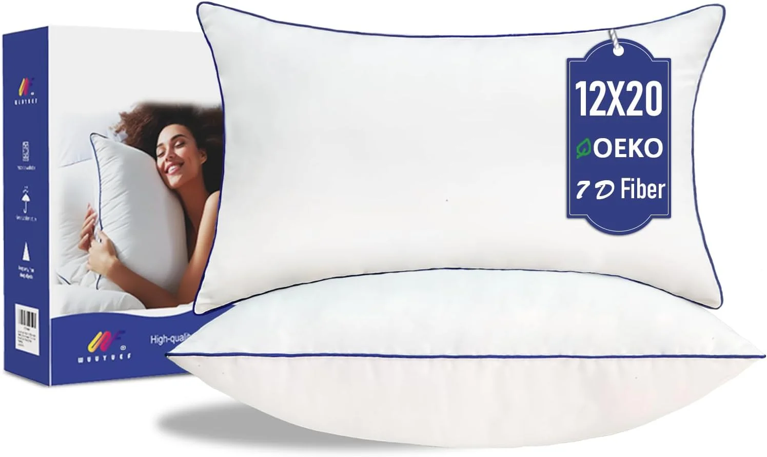 Wuuyuef 20x20 Pillow Inserts Set of 2, Hypoallergenic Machine Washable Fluffy Microfiber Cushions, Premium Soft Throw Pillow Stuffer for Couch , Sofa – White - Image 2