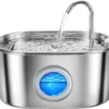 Cat Water Fountain,2.2L/74oz Stainless Steel Cat Fountain for Cats Indoor,Ultra-Quiet Automatic Water Dispenser,Large Window &Dishwasher Safety for Dog and Small Animals