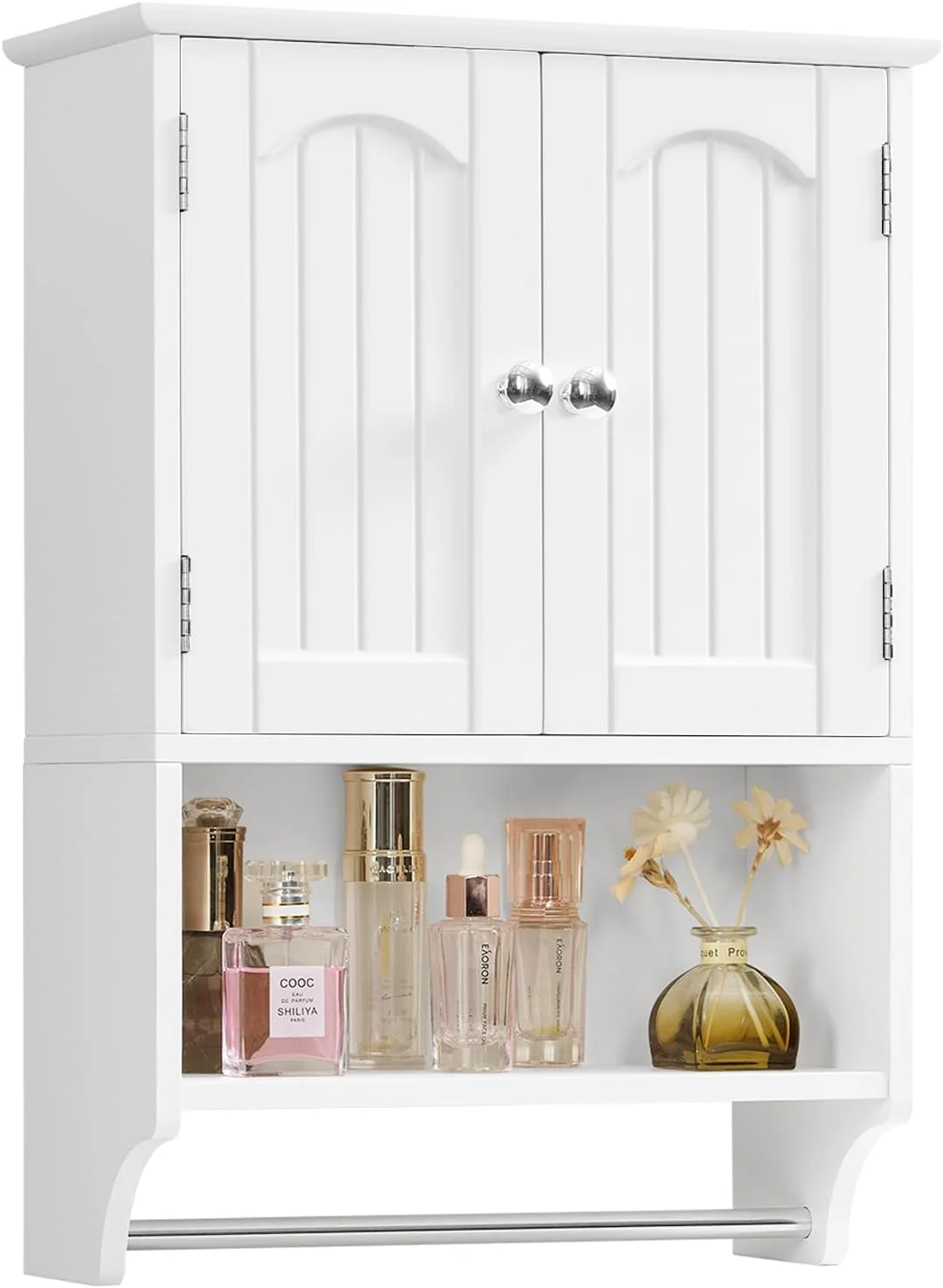 Medicine Cabinet with Adjustable Shelves and Towel Rack, Wall Mounted Bathroom Cabinet Over the Toilet Storage for Bathroom, Living Room, White - Image 2