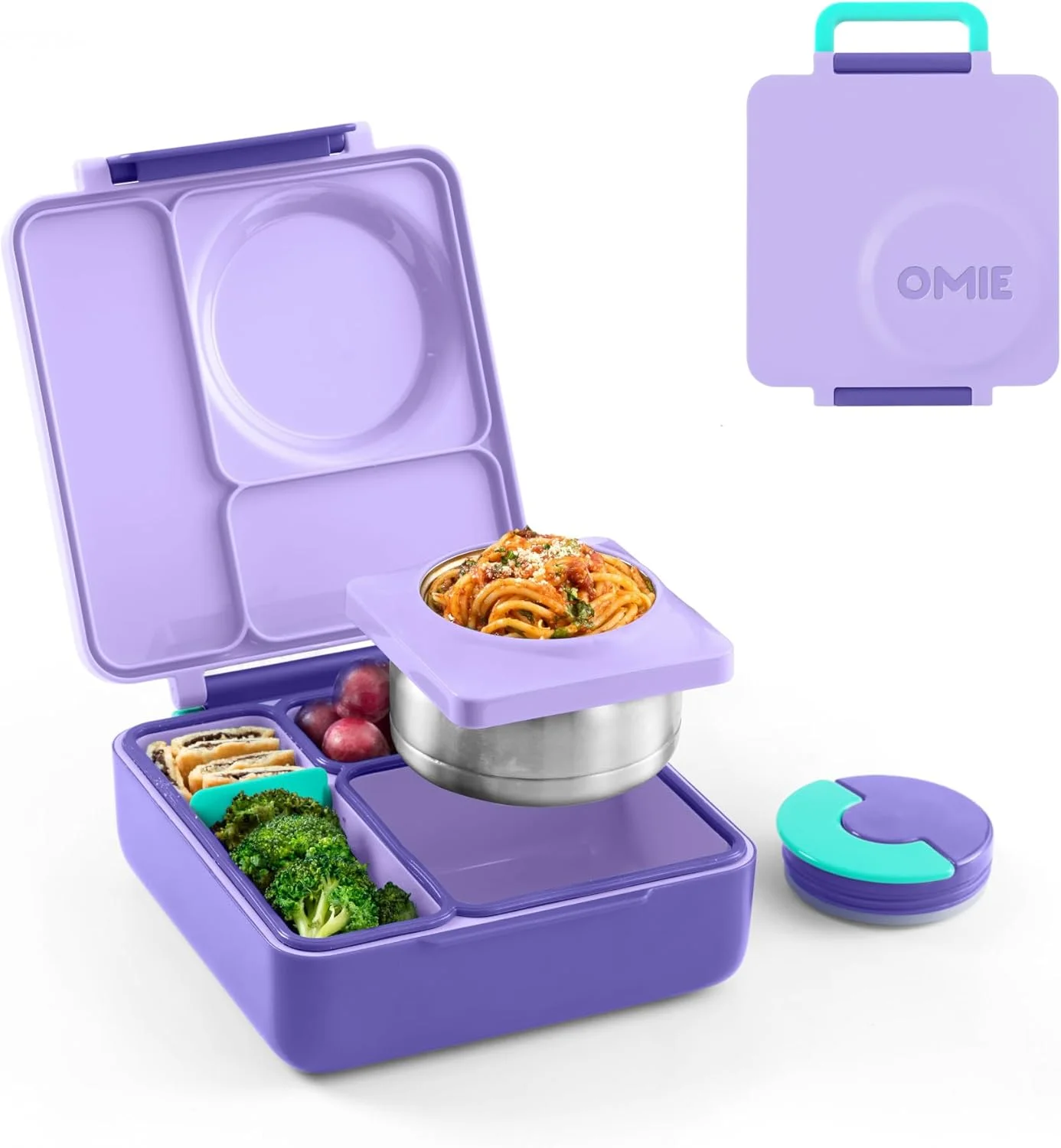 Omie OmieBox Kids Insulated Leakproof Bento Lunch Box with Food Jar (Blue Sky) - Image 4