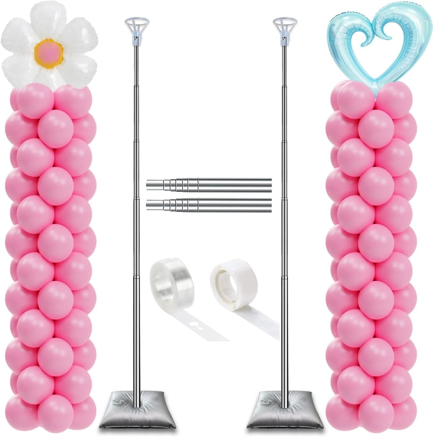 Balloon Column Stand Set of 2, Adjustable 7 Feet Ballon Arch Stands with Bases for Floor, Tall Baloon Tower Pillar Assembly Kit for Halloween - Image 3
