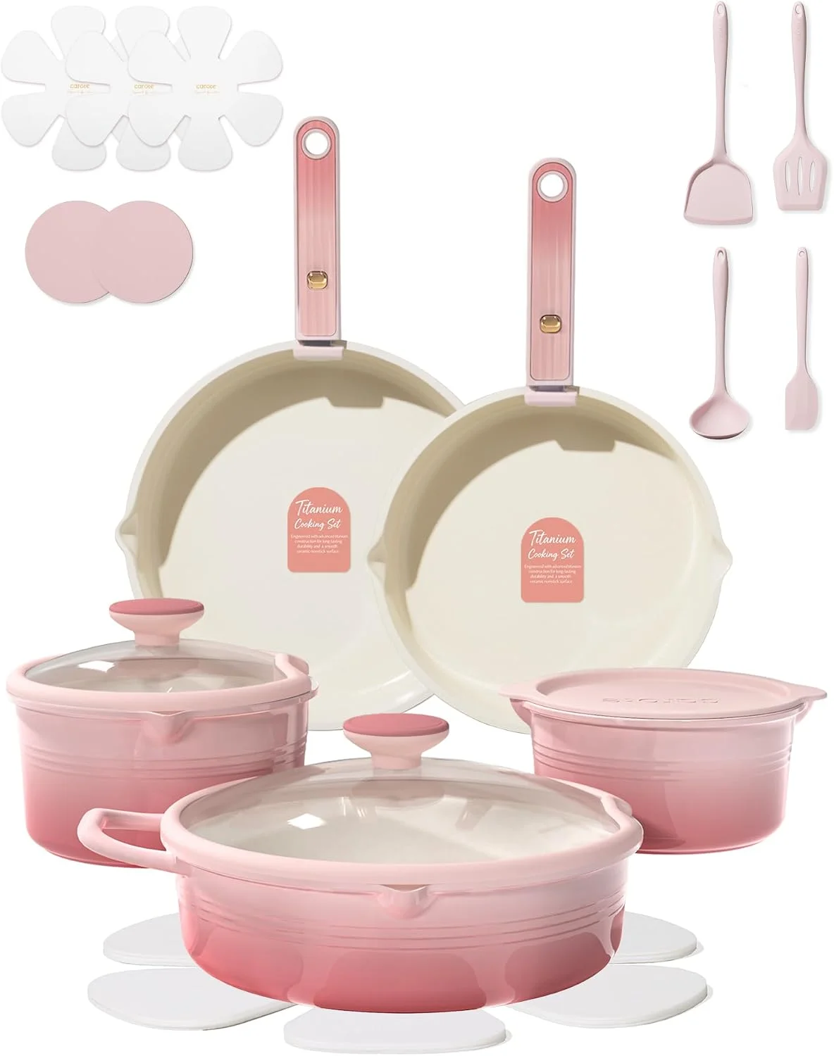 CAROTE 20pcs Titanium Cookware Set, Pots and Pans Set Detachable Handle - Image 2