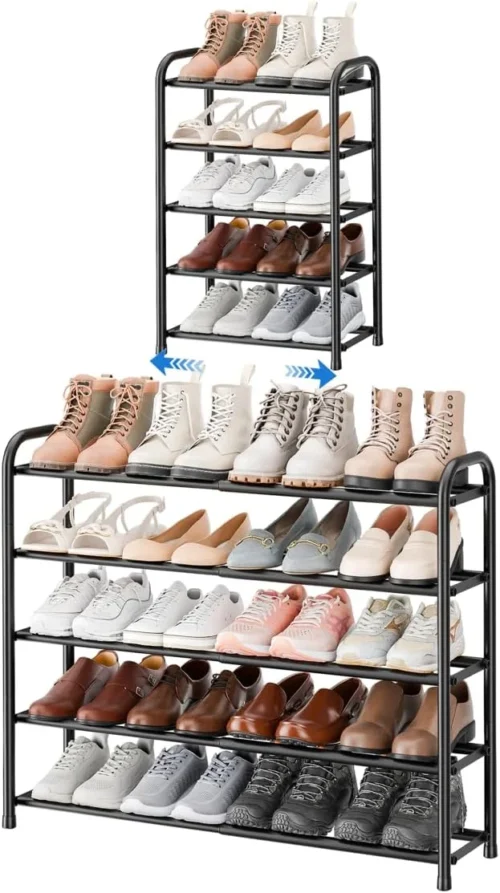 Alternative view of ENJOYBASICS Expandable Shoe Rack, 3 Tier, 17.8 to 32.76 inch,Metal,Black