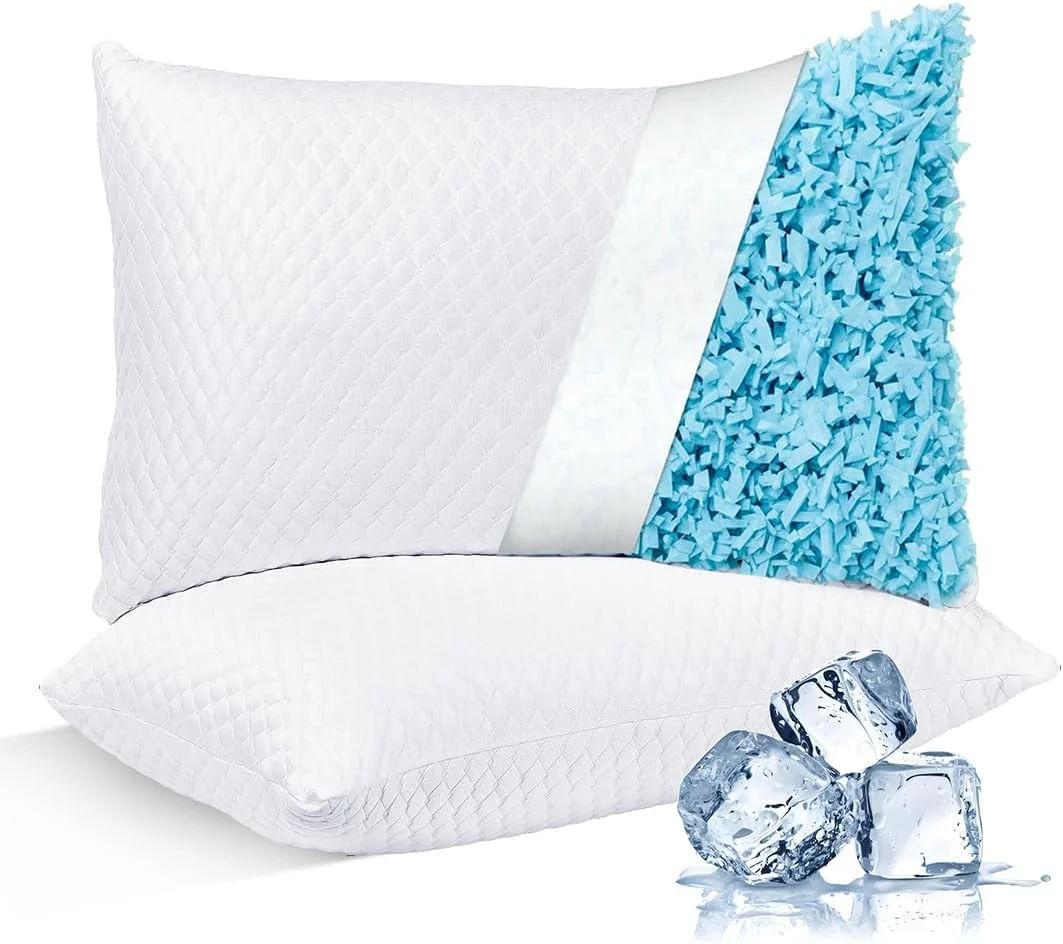 NTCOCO Shredded Memory Foam Bed Pillows for Sleeping Queen Size Set of 2,with Washable Removable Hypoallergenic Sleep Pillow for Back and Side Sleeper - Image 3