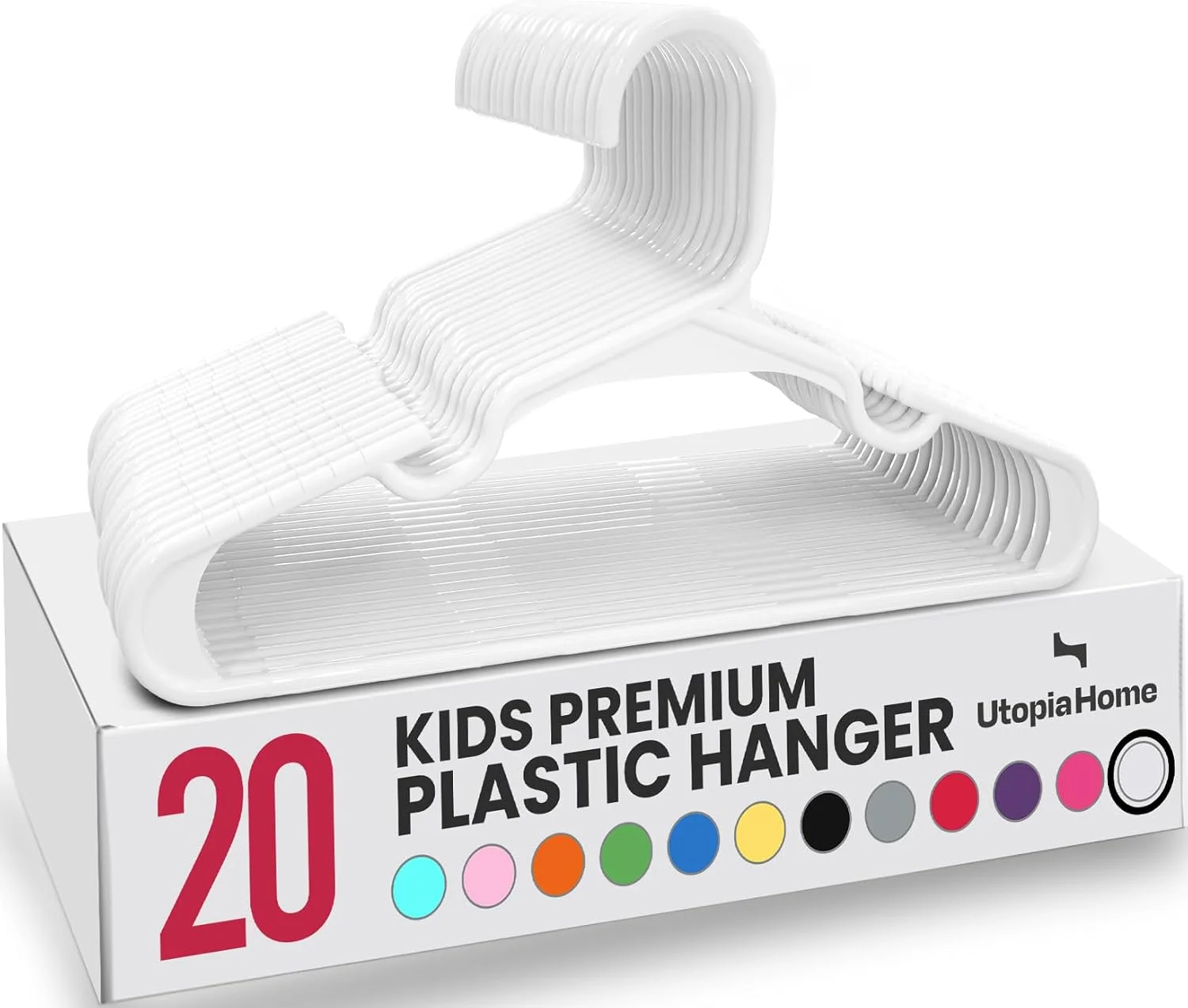 Utopia Home Kids Plastic Hangers 60 Pack – White Baby Hangers - Image 2