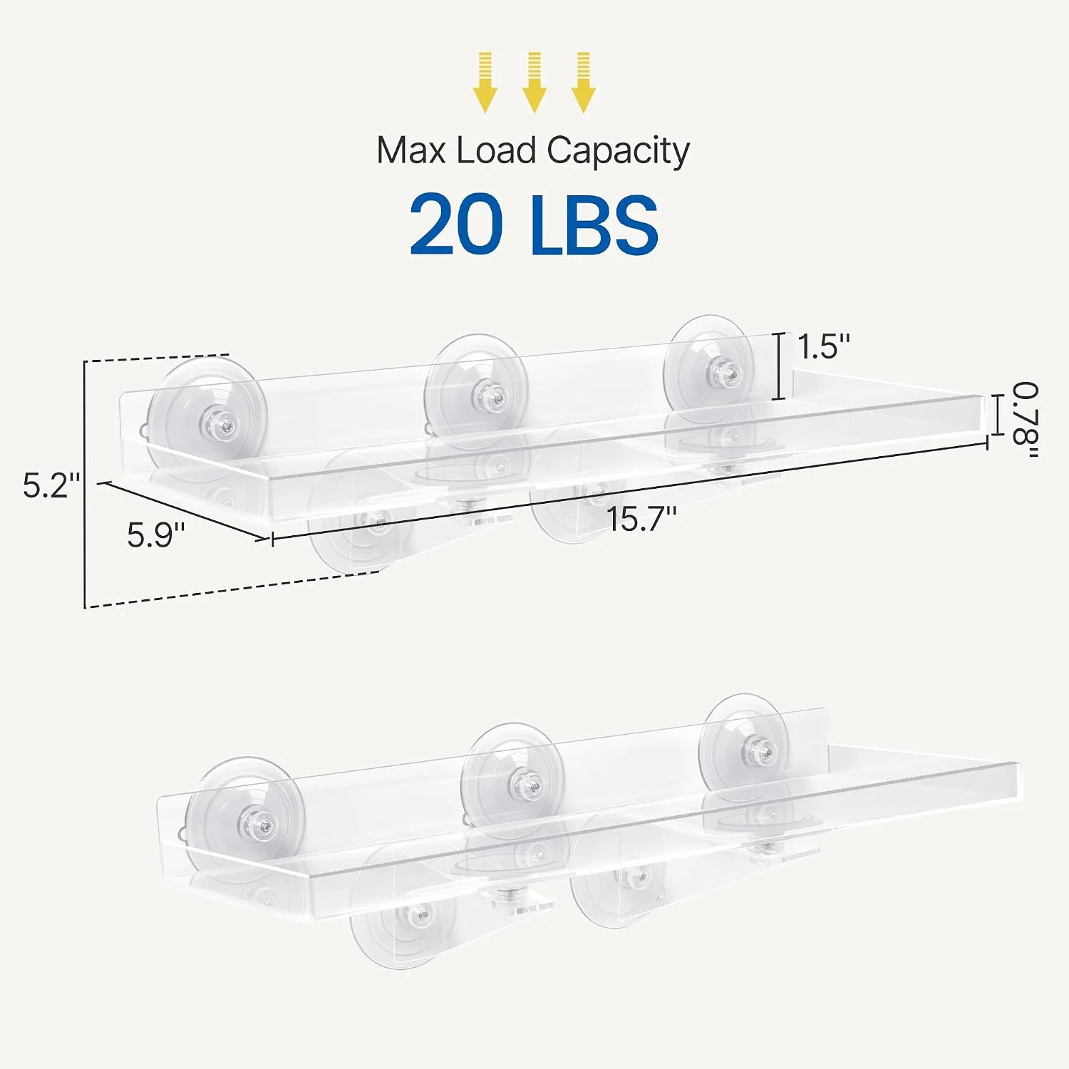 Pack Window Plant Shelves, 15.7 x 5.9 Inch Heavy Duty Suction Cup Shelf - Image 2