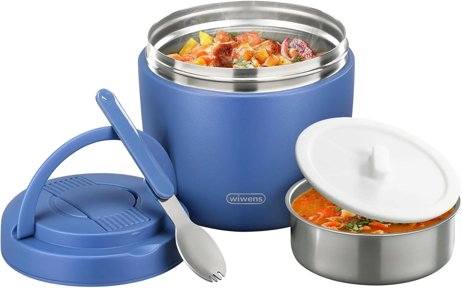 wiwens Thermo Food Jar for Hot Food 32OZ Soup Thermo Lunch Containers Wide Mouth Vacuum Insulated Stainless Steel Leakproof Bento Box with Spoon (Black) - Image 3