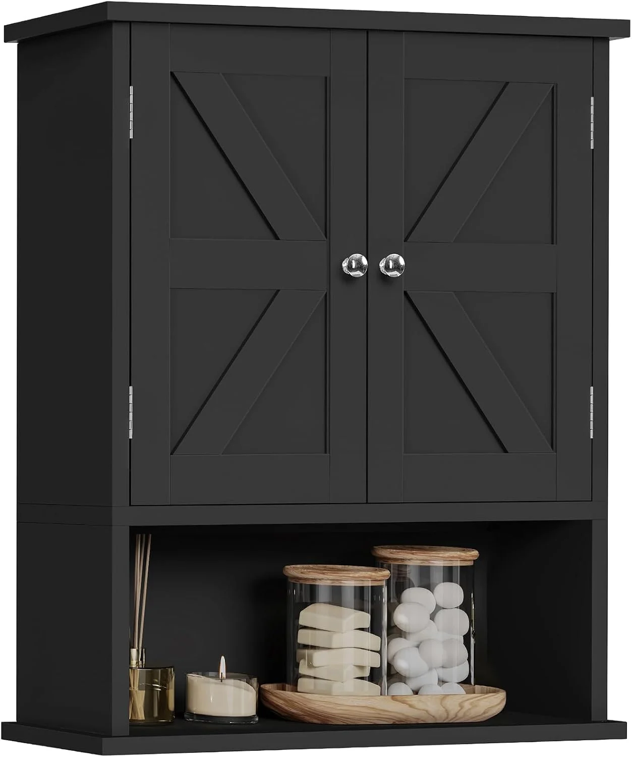 Medicine Cabinet with Adjustable Shelves and Towel Rack, Wall Mounted Bathroom Cabinet Over the Toilet Storage for Bathroom, Living Room, White