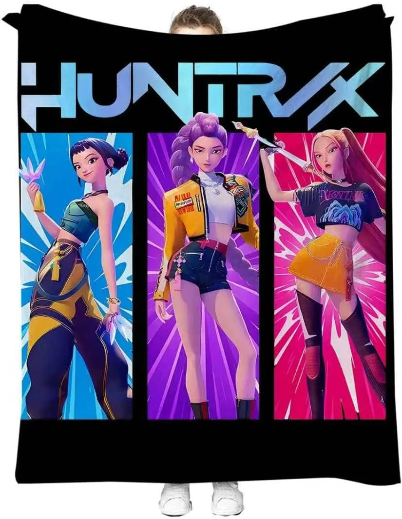 K Pop D.e.mon Hunters Soft and Warm Blanket Specially Designed for Children.It Measures 55 inches by 40 inches.It is Suitable for Placing on Sofas and Chairs, and can be Used in The Living Room (black) - Image 2