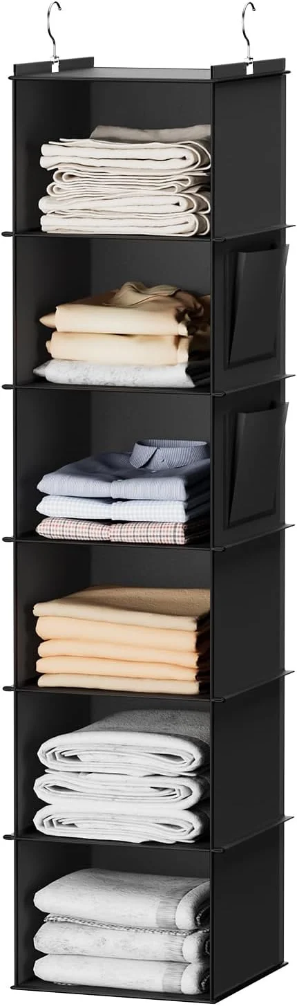 YOUDENOVA Hanging Closet Organizer and Storage, 6-Shelf, Grey
