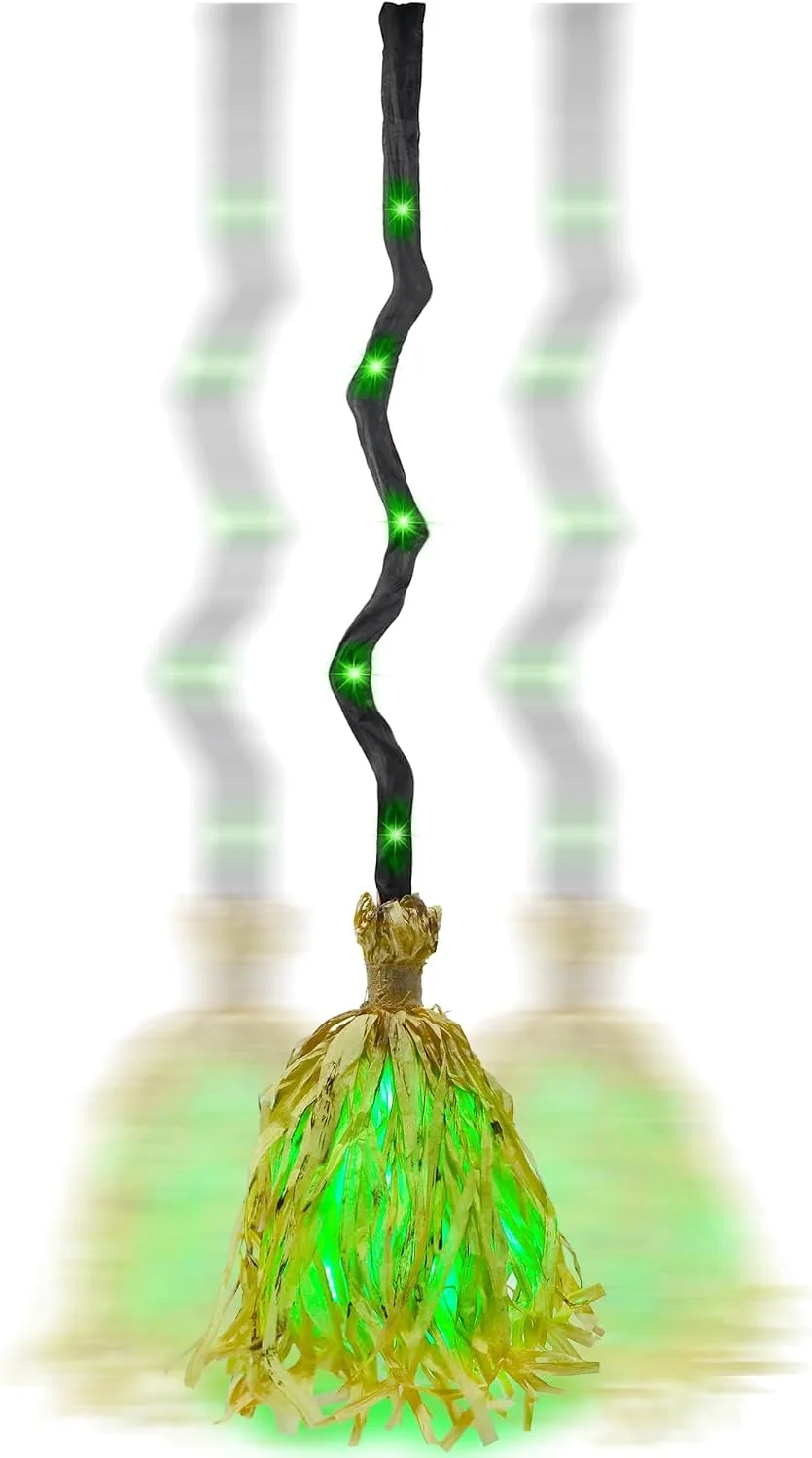 35 Animated Witches Broom Halloween Decor Magic Witch Broomstick - Image 3