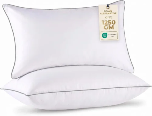 Alternative view of Utopia Bedding Pillows King Size 2 Pack, Firm Cooling Pillow, Navy Piping