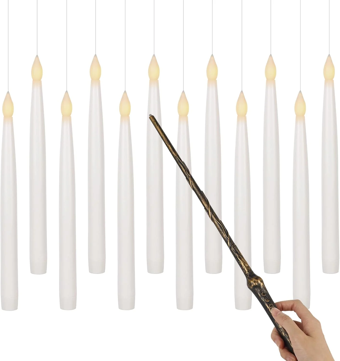 Flameless Floating Candles Wand Halloween Decorations White 22pcs - Image 3