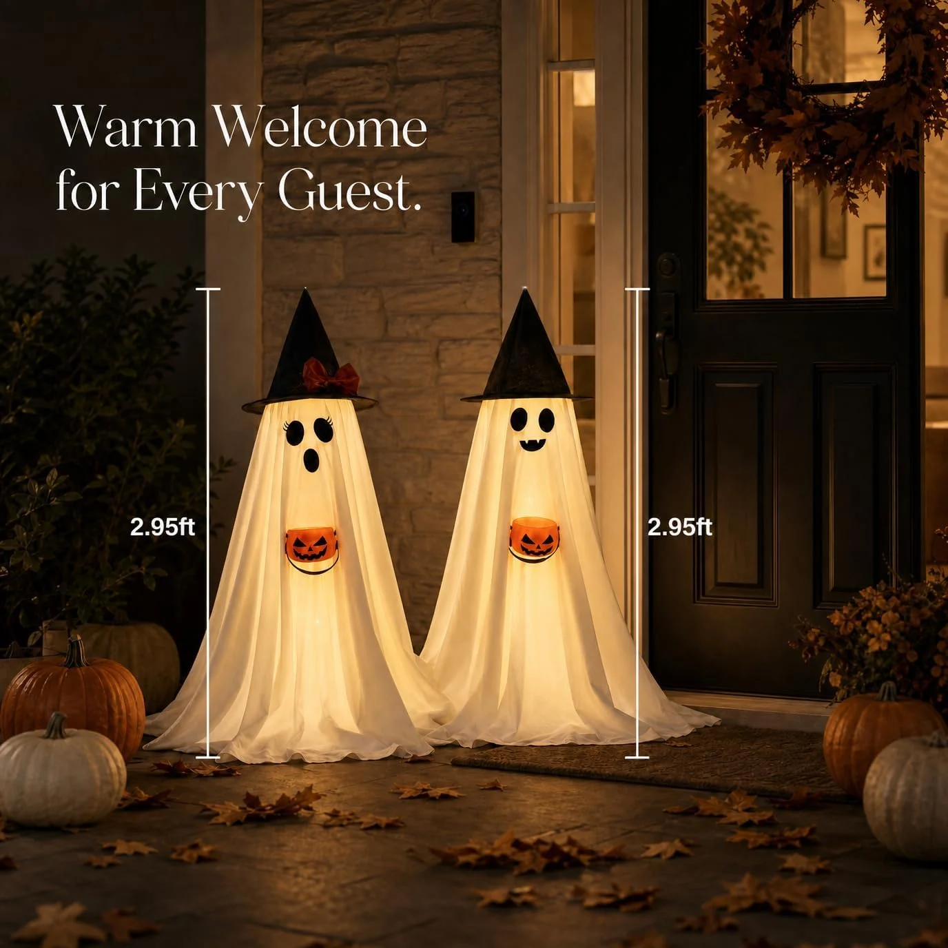 Decorations Indoor Lighted Ghost, 2 Pack Cute Light Up Ghosts - Image 2