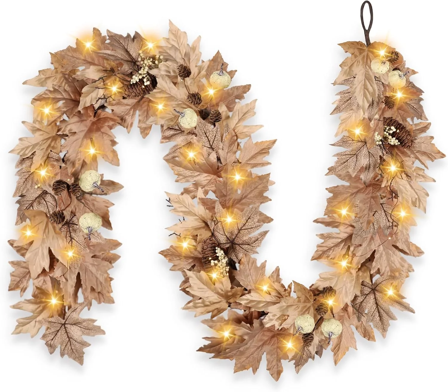 FT Lighted Fall Garland with Lights Autumn Automatic ON/Off Timer - Image 2