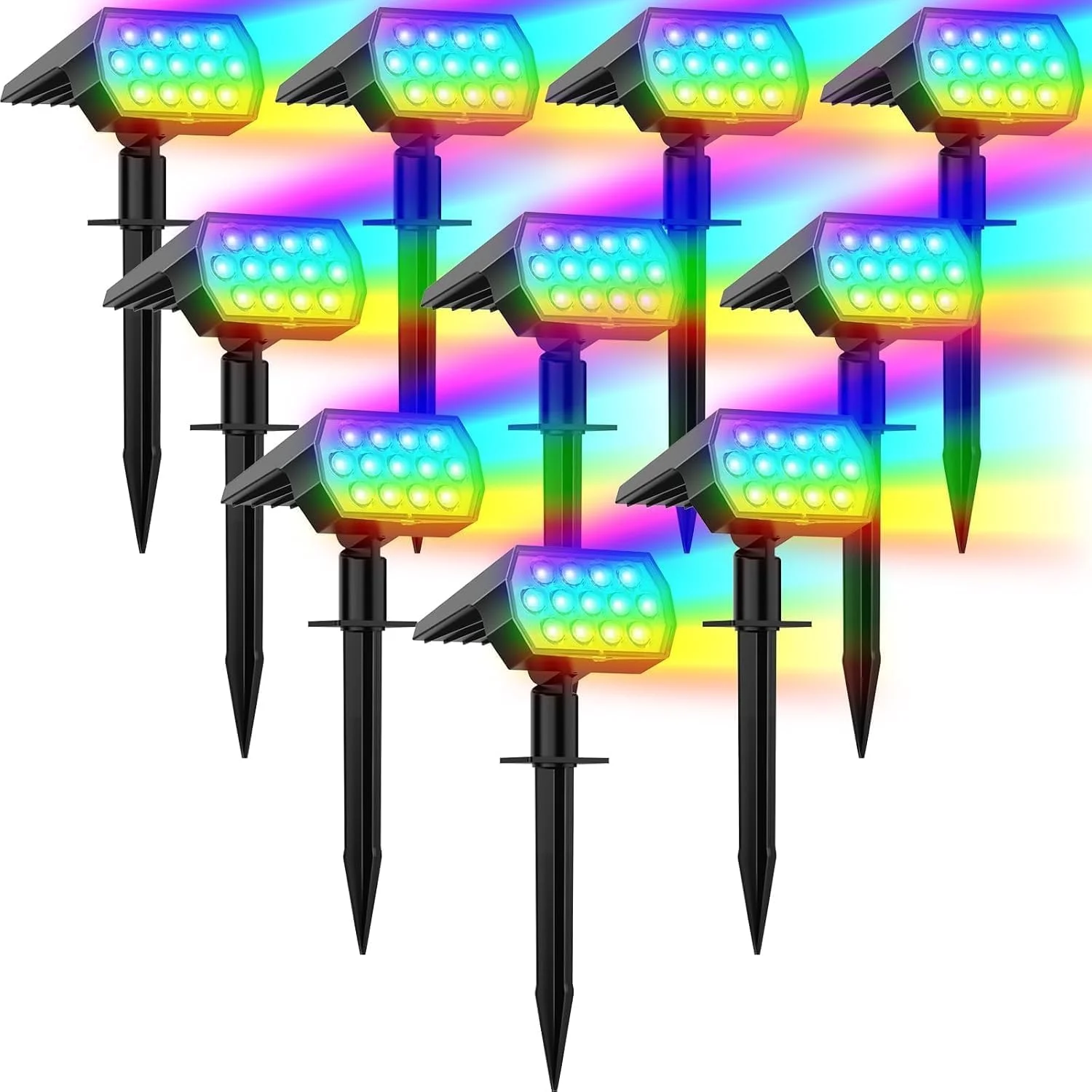 Color Changing Solar Lights Outdoor, IP68 Waterproof, RGB, 6 Pack - Image 2