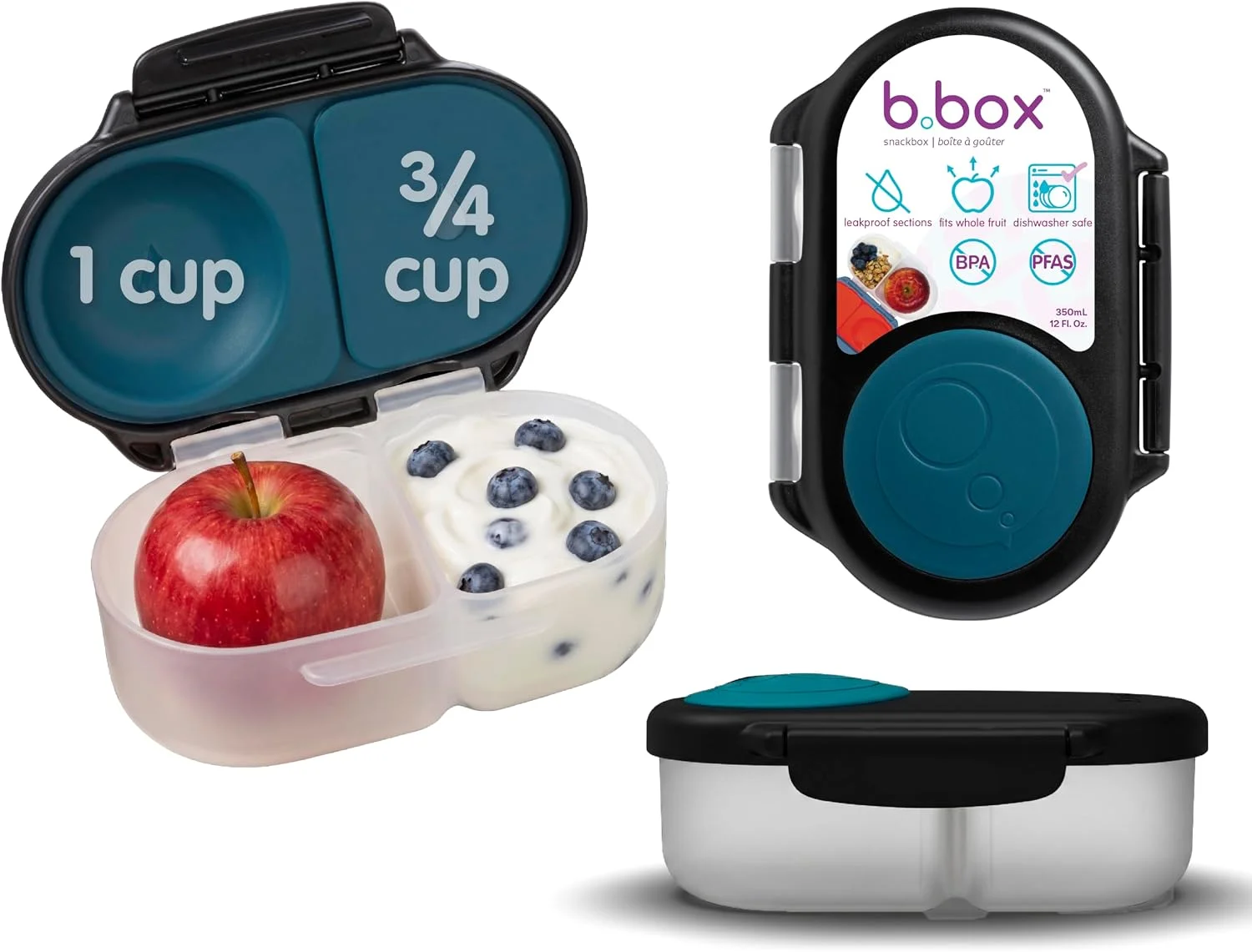 b.box Snack Box 2-Pack, Snack Containers for Kids, 1.75 Cup Kids Lunch Box