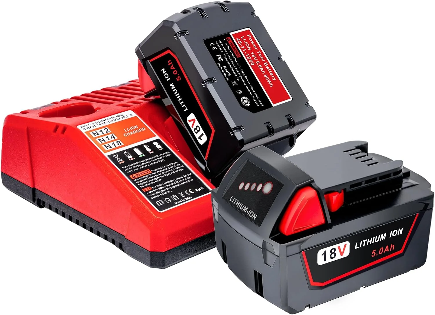 5.0Ah Replacement Battery for Milwaukee 18V Battery Compatible with Milwaukee M18 Battery 48-11-1850 48-11-1852 48-11-1820 48-11-1828 48-11-1830 - Image 2