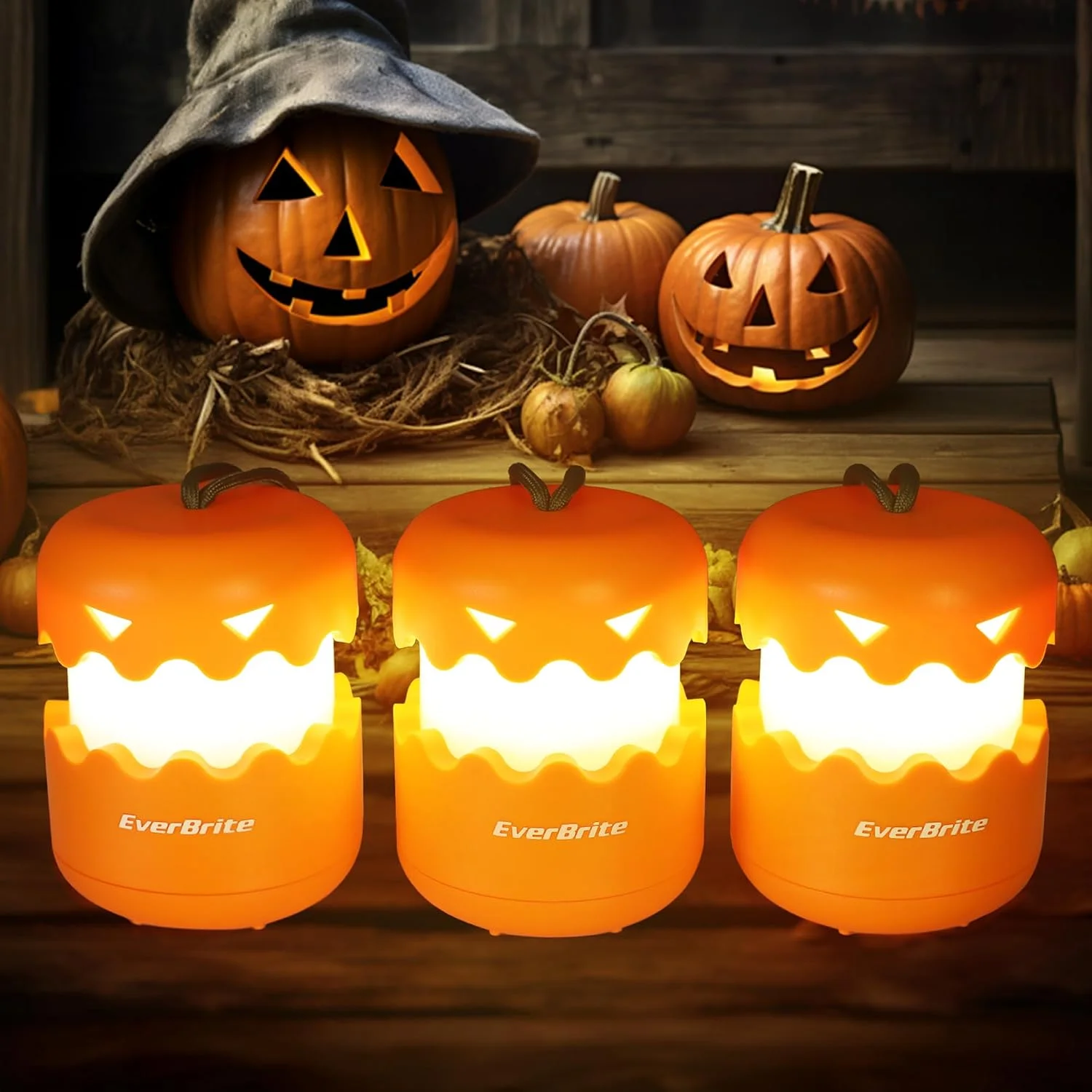 3-Pack Halloween Pumpkin Lantern, Collapsible Jack O Lantern - Image 2