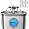 Cat Water Fountain Stainless Steel,FEELNEEDY 2.8L/95oz Water Fountain Indoor Cat,Quiet Automatic Silent Pet Water Fountain,Dog Drinking Fountain with Replacement 3Filters for Multiple Pets,FN-W22