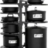 Fovkdcvw Adjustable Heavy Duty Pots and Pans Organizer Under Cabinet, 8-Tier Pot and Pan Organizers Inside Cabinet, Kitchen Cabinet Organizers and Storage, Black