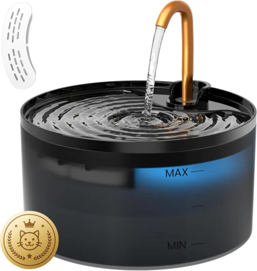 Alternative view of MISFANS Cat Water Fountain with 1-Pack Replaceable Filters,Copper Faucet Cat Bowls