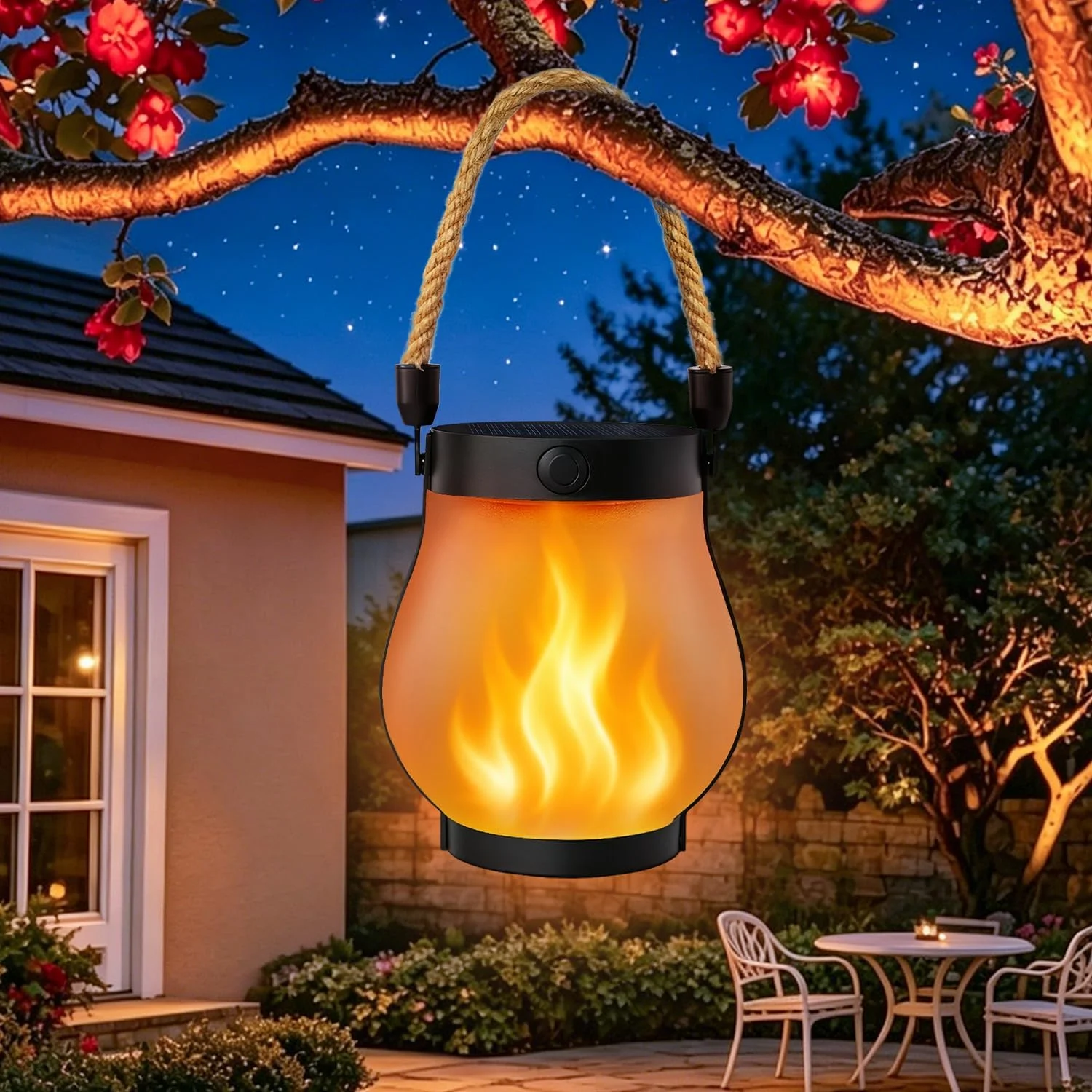 Pack Solar Lanterns Outdoor Waterproof, Flickering Flame Solar Lights