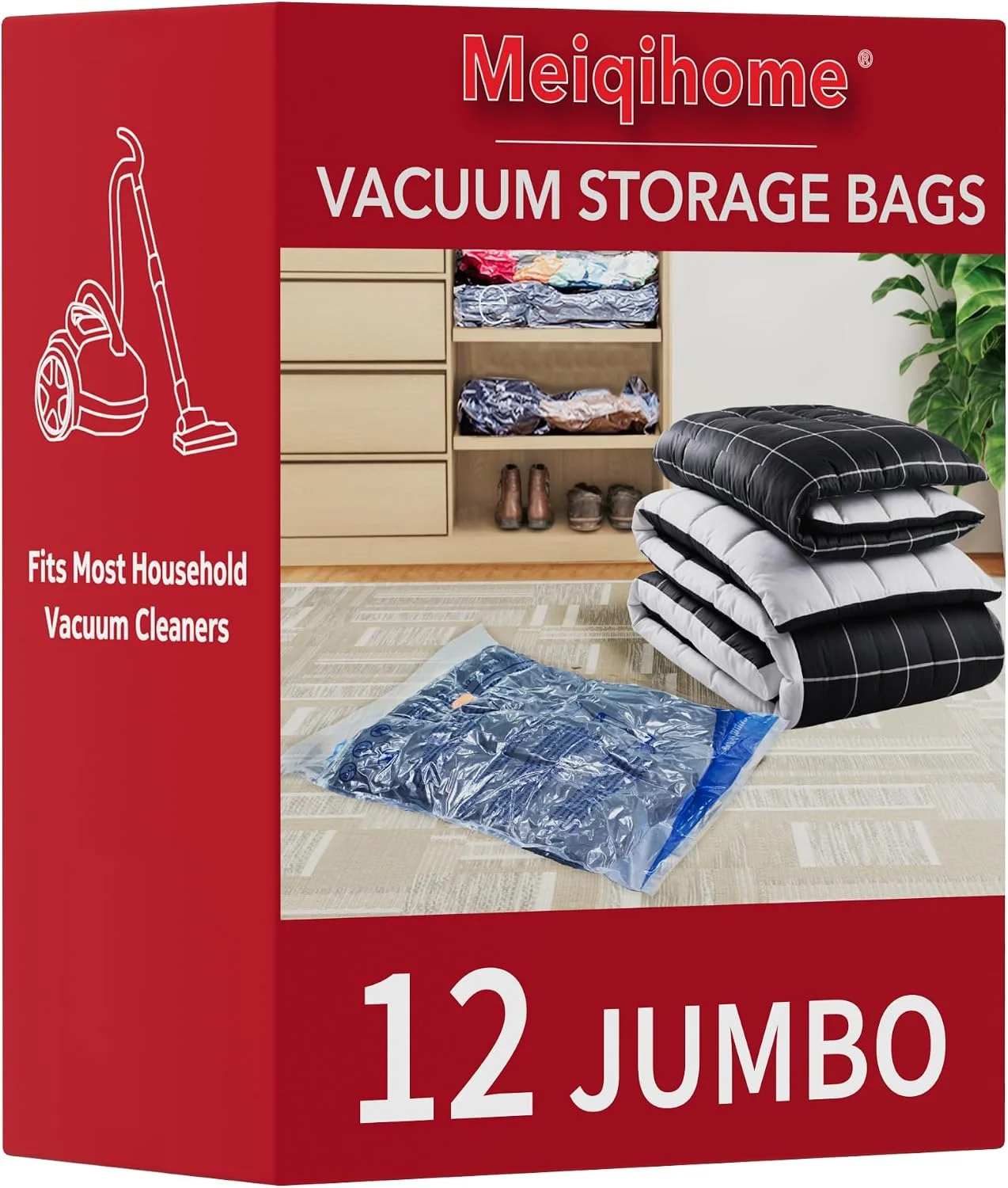 Vacuum Storage Bags 10 Combo (5 Jumbo、5Large), Space Saver Sealer Bags, Airtight Compression Bags for Clothes, Pillows, Comforters, Blankets, Bedding - Image 3
