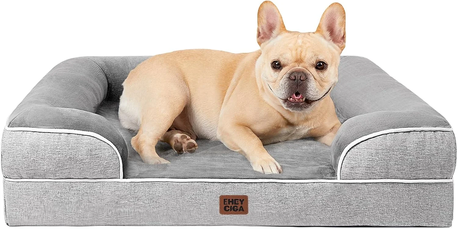EHEYCIGA Memory Foam Orthopedic Dog Bed XL, 112x81x16cm, Grey - Image 2