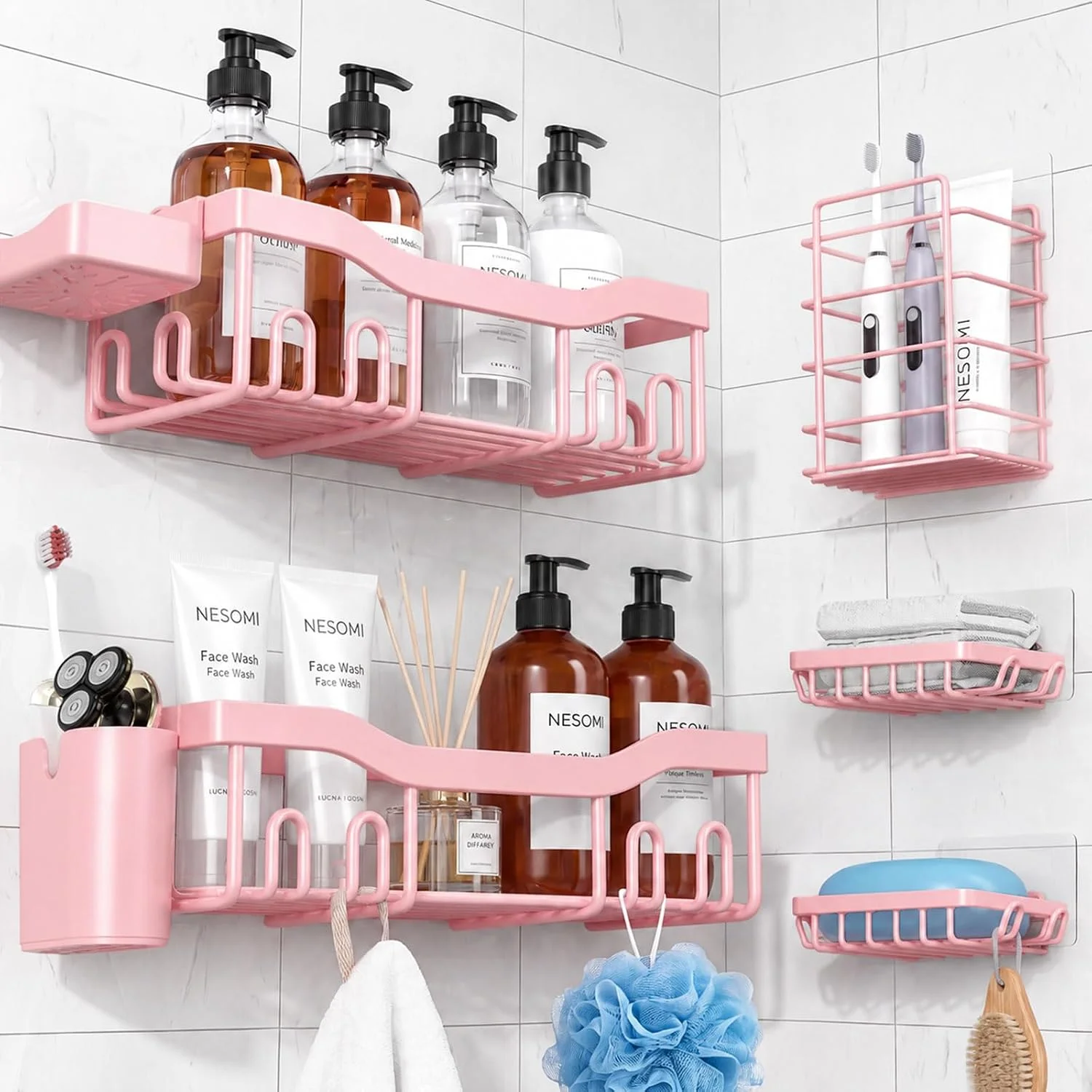 7-Pack Shower Caddy Adhesive, Stainless Steel Shower Organizer Shelf - Image 15