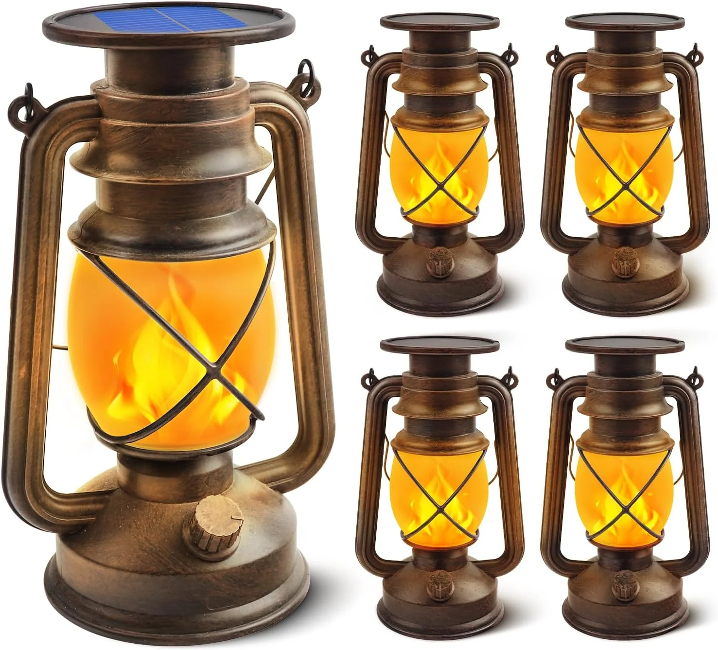 Lanterns Outdoor Waterproof, 2 Pack Bronze Flickering Flame Lights - Image 2