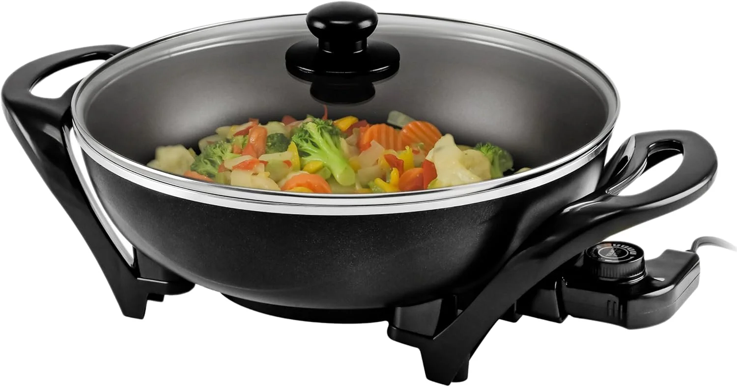 OVENTE Round Electric Skillet, 11.5 Nonstick Frying Pan, Black SK11112B - Image 3