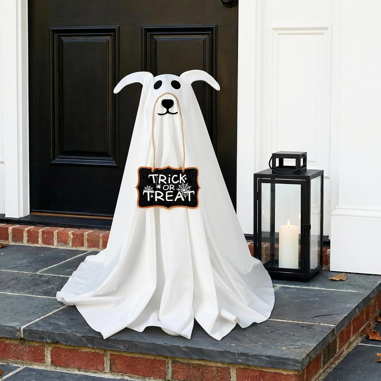 Decorations, 2.3 FT Light-Up Ghost Dog with Trick or Treat Sign - Image 4