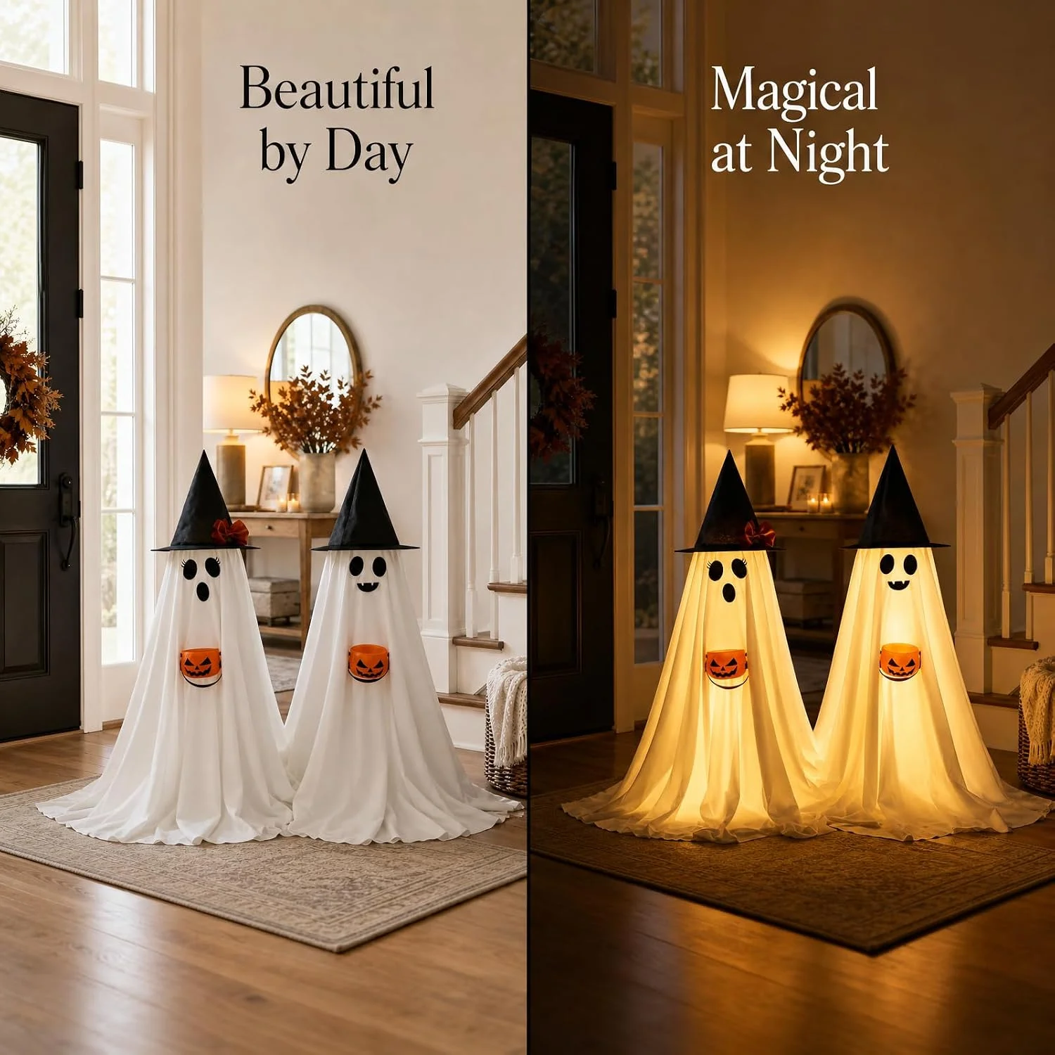 Decorations Indoor Lighted Ghost, 2 Pack Cute Light Up Ghosts - Image 3